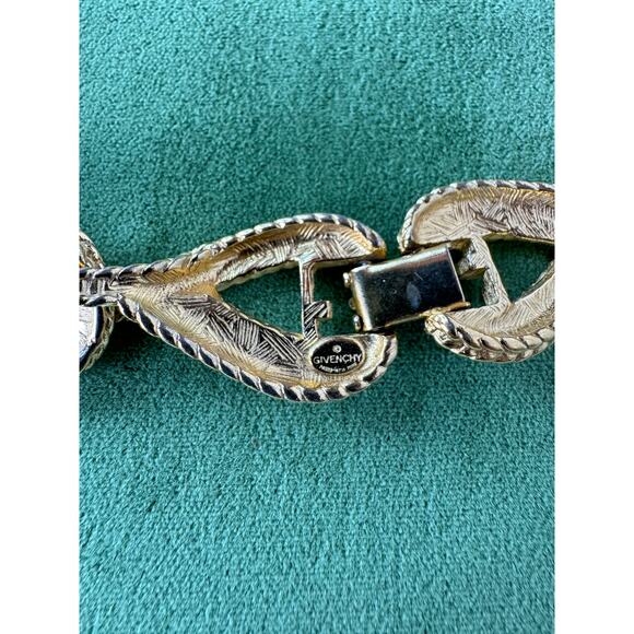 Vintage Givenchy Gold Tone with White Tear Drop Inset Collar Necklace 1980's - Picture 6 of 8